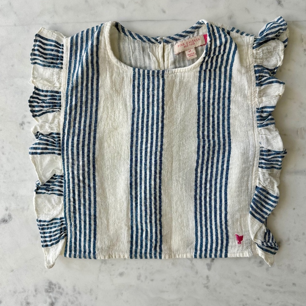 Pink Chicken Ingrid Top in Antique White & Navy Column Stripe